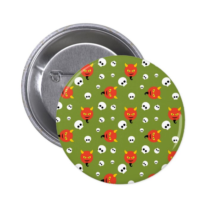 Devil and skulls pattern button