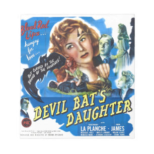 Devil Bat's Daughter, vintage horror movie poster Notepad