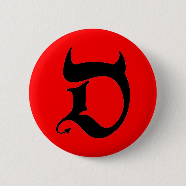Devil (black print / red) button (Front)