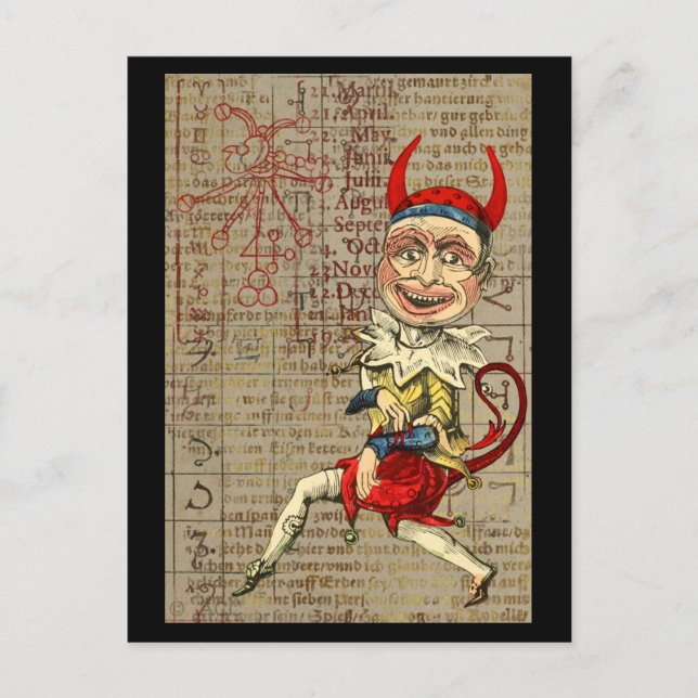 Devil Clown Zodiac Occult Symbols Postcard (Front)