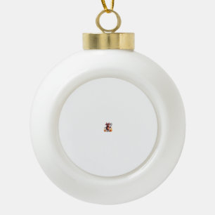 Devil Cow Mischief Ceramic Ball Christmas Ornament
