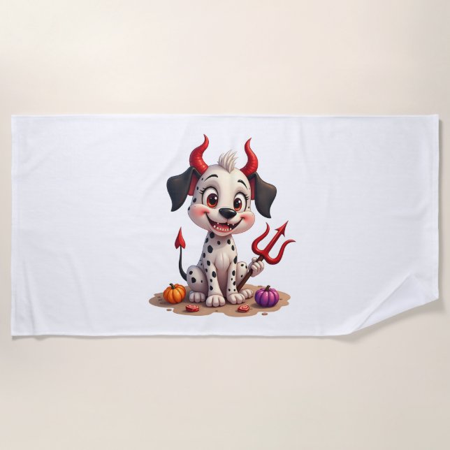 Devil Dalmatian Mischief Beach Towel (Front)