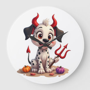 Devil Dalmatian Mischief Large Clock