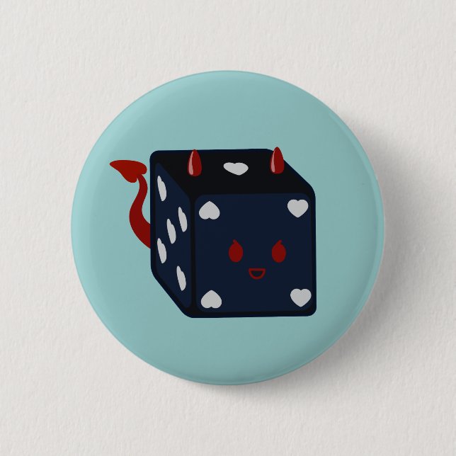 Devil Dice with Hearts Pinback Button (Front)