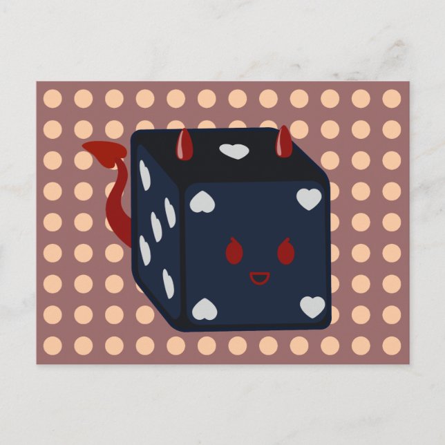 Devil Dice with Hearts Postcard (Front)