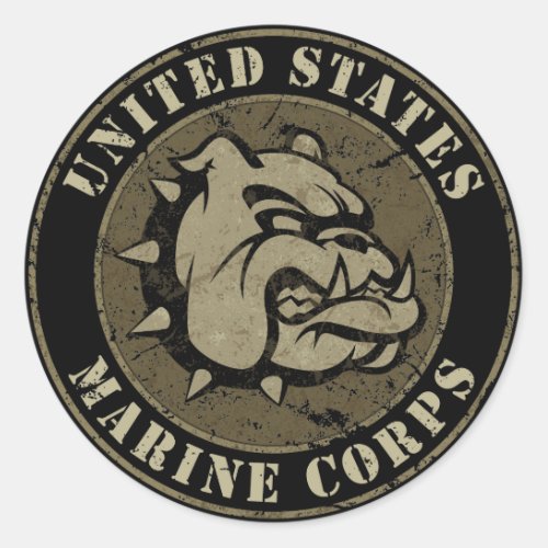 Devil Dog Vintage Emblem Classic Round Sticker