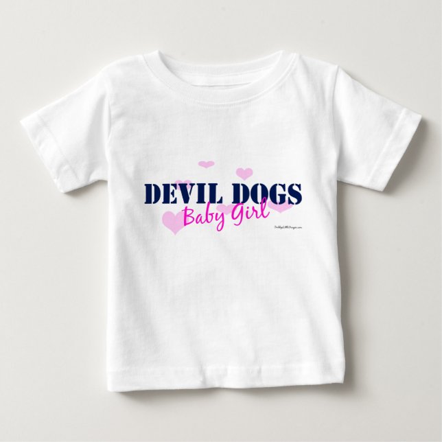 Devil Dogs Baby Girl - with hearts Long Sleeve Baby T-Shirt (Front)