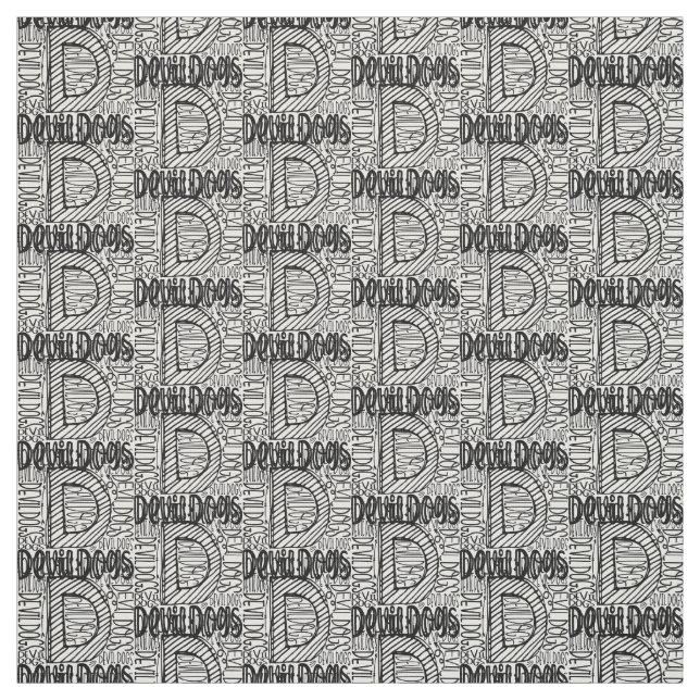 Devil Dogs gray fabric black letters THIS (Swatch)