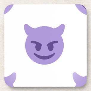 devil emoji beverage coaster