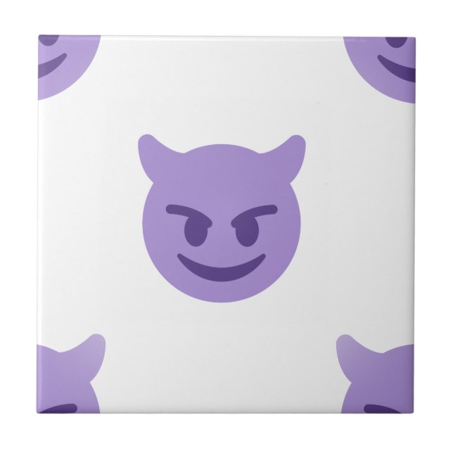 devil emoji ceramic tile (Front)