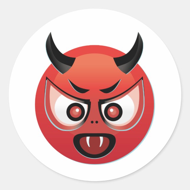 Devil Emoji  Classic Round Sticker (Front)