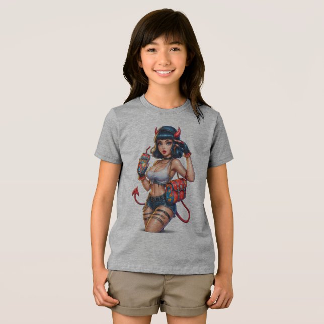 Devil Energy Girl Graphic Tee – Edgy Anime Streetw (Front Full)