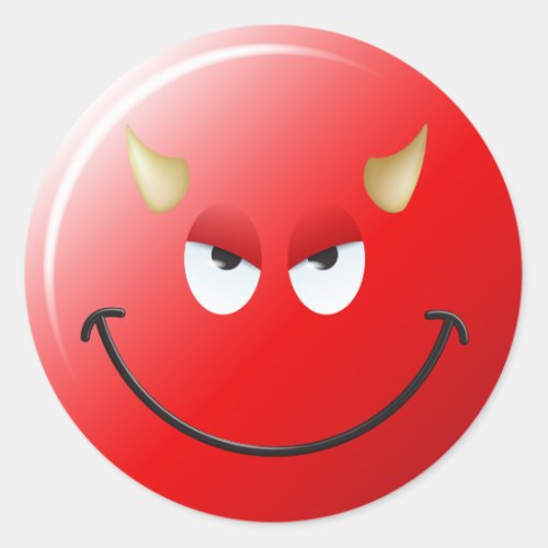 Devil Face Classic Round Sticker