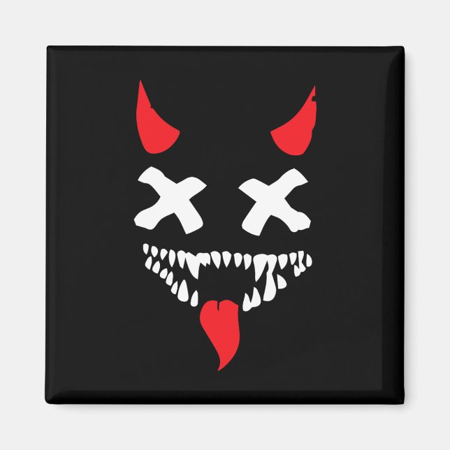 Devil Face Lazy Halloween Costume Scary Creepy Spo Magnet (Front)
