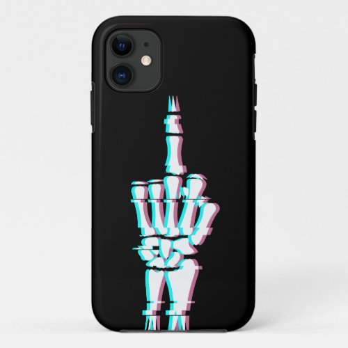 Devil Finger Skull Hand Glitch Effect iPhone 11 Case