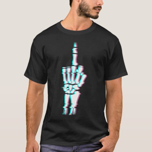 Devil Finger Skull Hand Glitch Effect T_Shirt