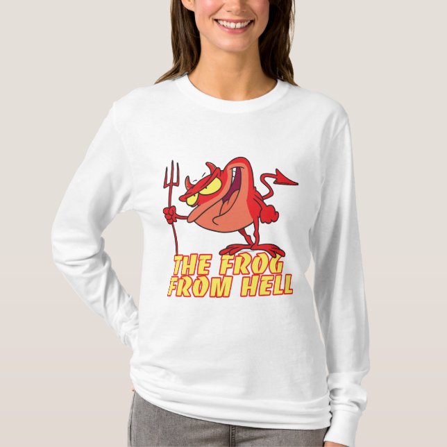 devil frog frog from hell cartoon T-Shirt (Front)