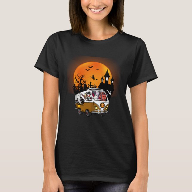 Devil Ghost Skeleton Dracula Grim Reaper Halloween T-Shirt (Front)