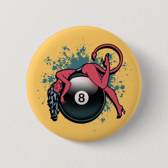 Devil Girl 8-Ball Button (Front)