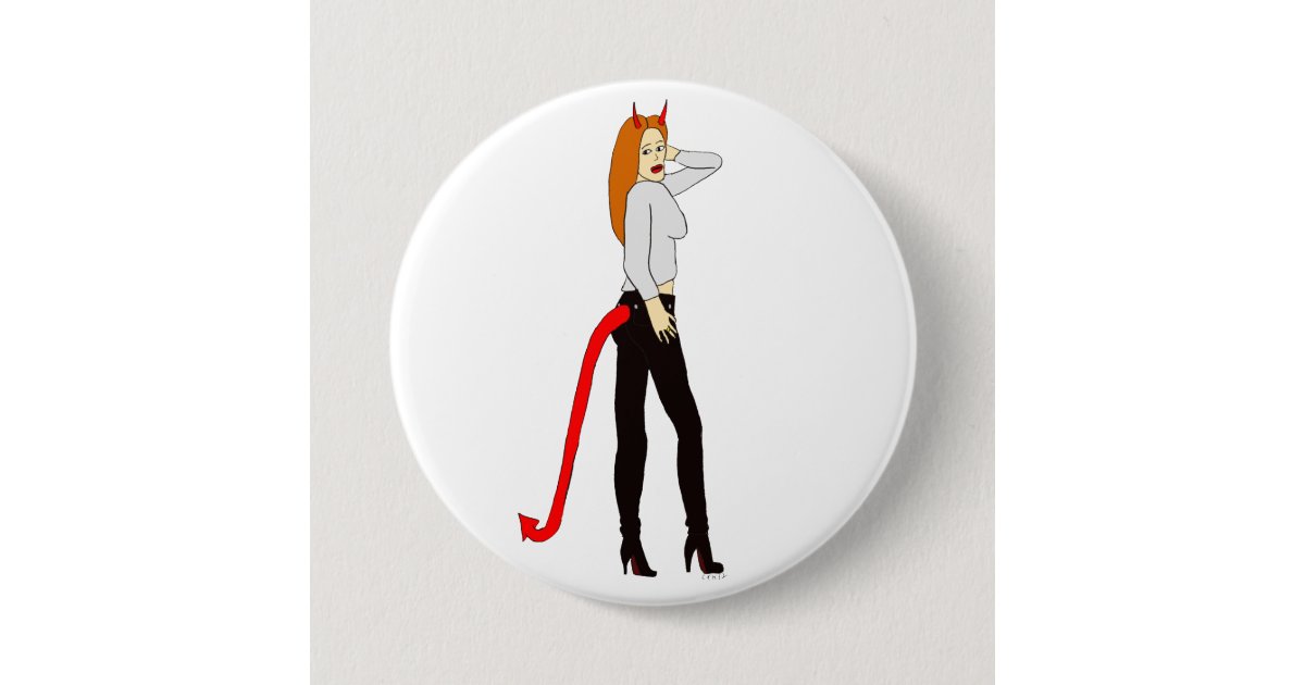 devil girl button | Zazzle
