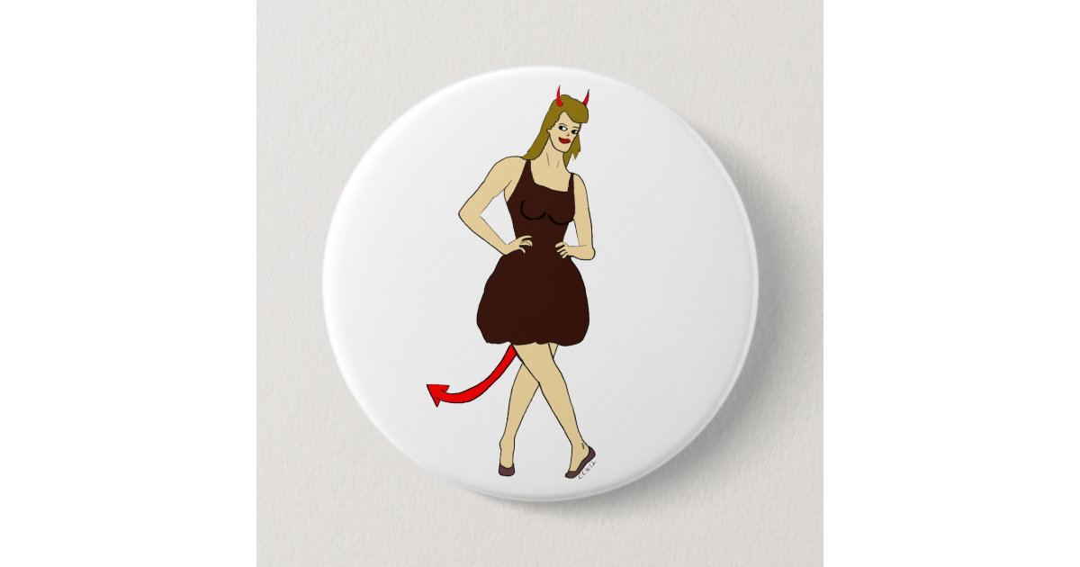 devil girl button | Zazzle
