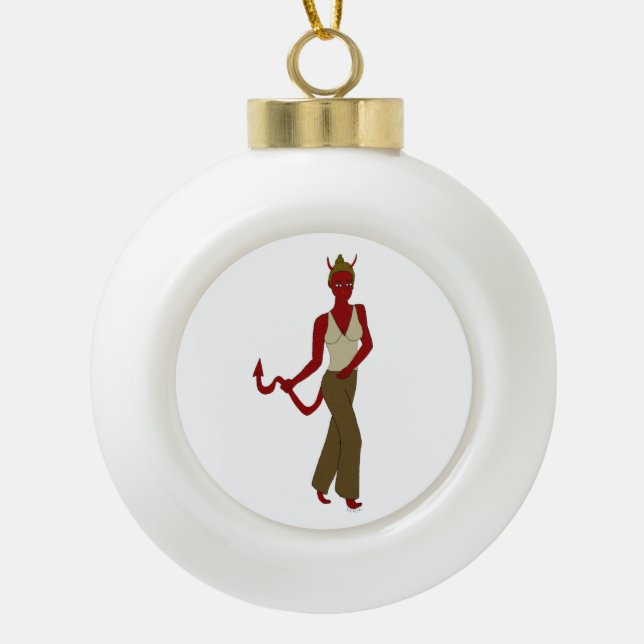devil girl    ceramic ball christmas ornament (Front)