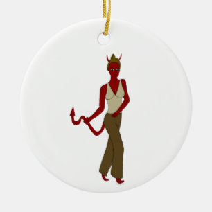 devil girl ceramic ornament