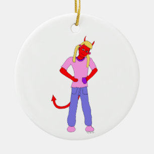 devil girl  ceramic ornament
