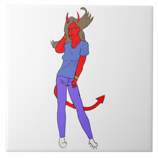 devil girl     ceramic tile (Front)