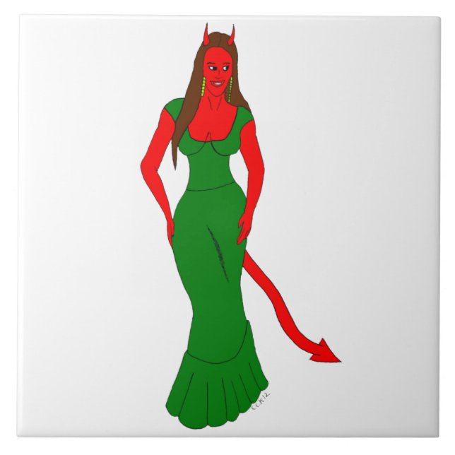 devil girl   ceramic tile (Front)