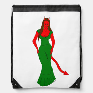 devil girl drawstring bag