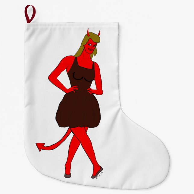 devil girl     large christmas stocking (Front)