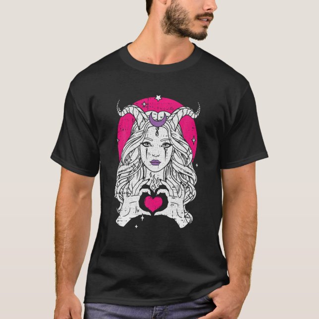 Devil Girl Lazy Halloween Costume Witch craft Wicc T-Shirt (Front)