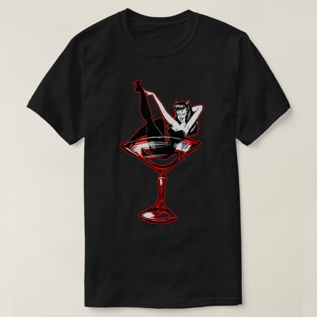 Devil Girl PinUp Halloween Costume  T-Shirt (Design Front)