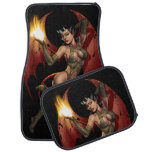 Devil Girl Pinup Illustration with Fire by Al Rio Car Floor Mat