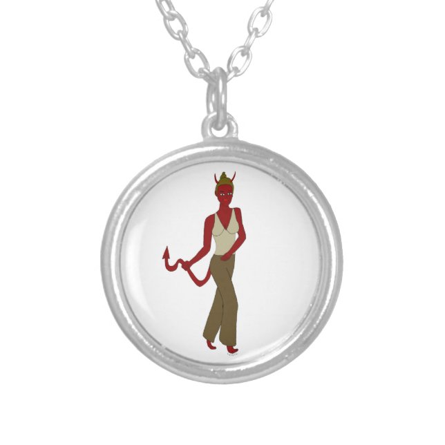 devil girl     silver plated necklace (Front)