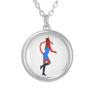 devil girl silver plated necklace