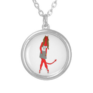 devil girl   silver plated necklace