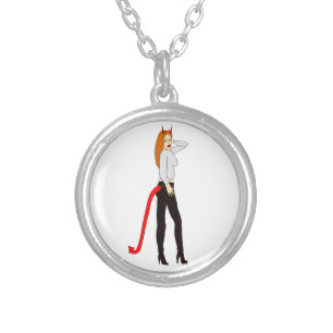 devil girl silver plated necklace