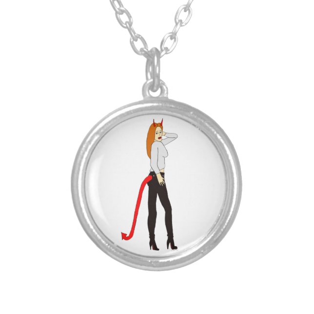 devil girl      silver plated necklace (Front)