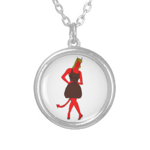 devil girl silver plated necklace
