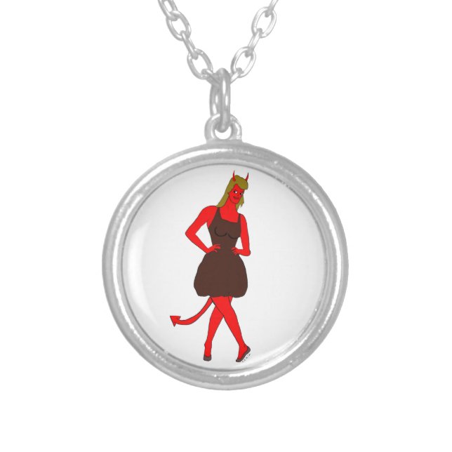 devil girl  silver plated necklace (Front)