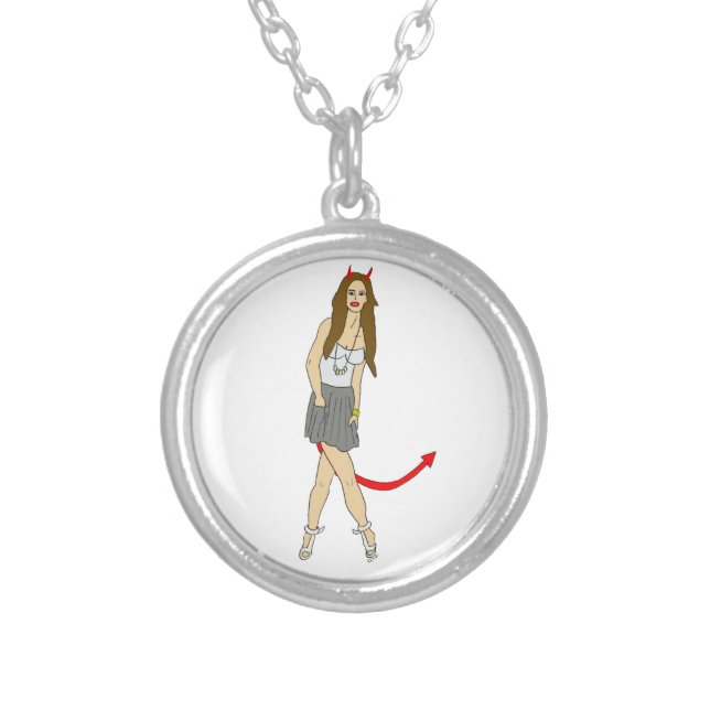 devil girl   silver plated necklace (Front)