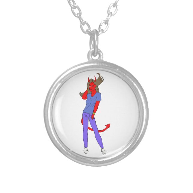 devil girl    silver plated necklace (Front)