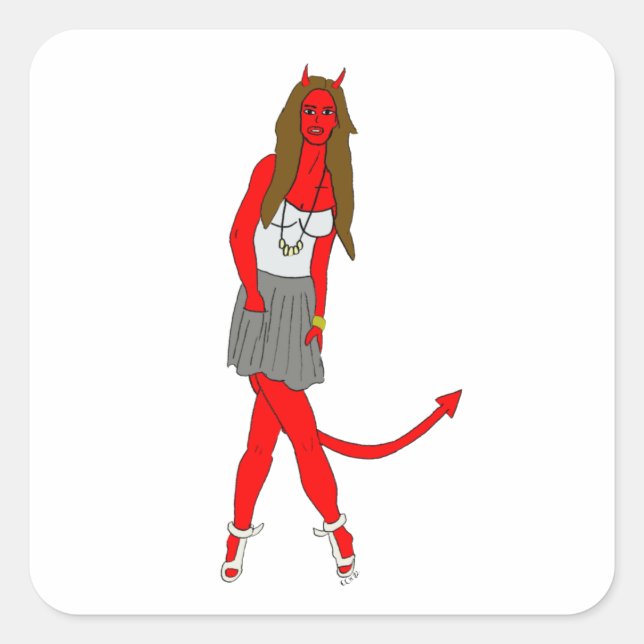 devil girl  square sticker (Front)