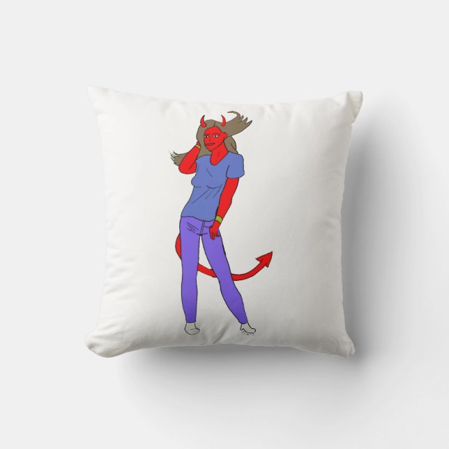 devil girl    throw pillow (Front)