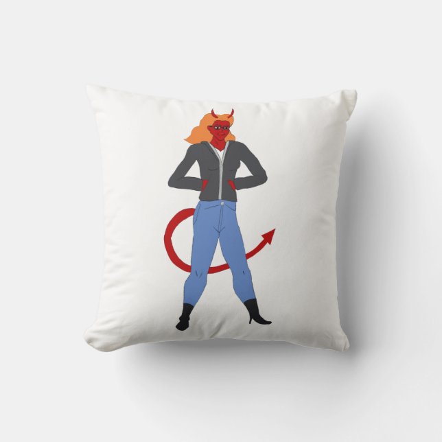 devil girl   throw pillow (Front)