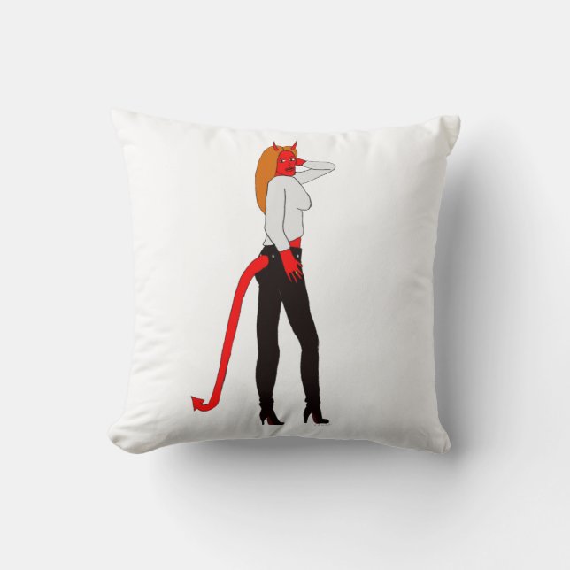 devil girl     throw pillow (Front)
