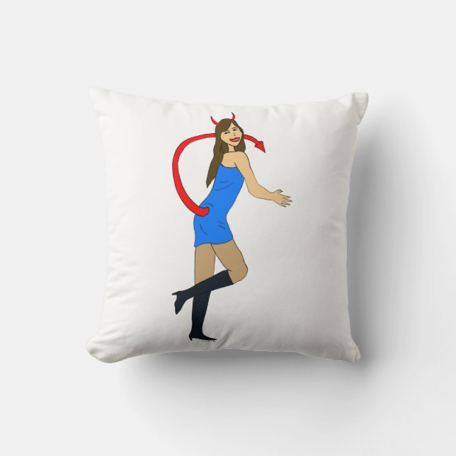 devil girl     throw pillow (Front)