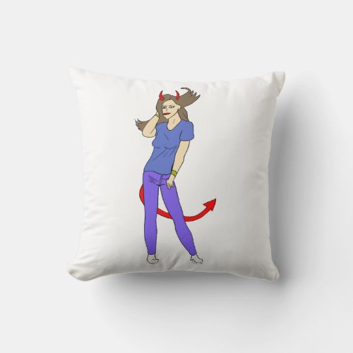 devil girl   throw pillow
